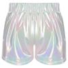 Girls Metallic Sparkly Shorts Elastic Waist Jazz Dance Cheerleading Stage Performance Costume Bottoms
