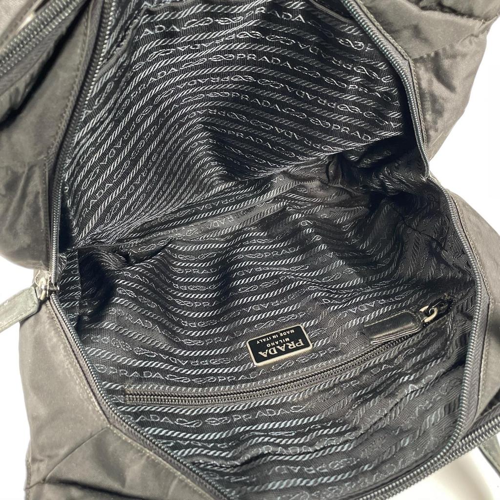 PRADA Triangular logo Tote Bag black Women used