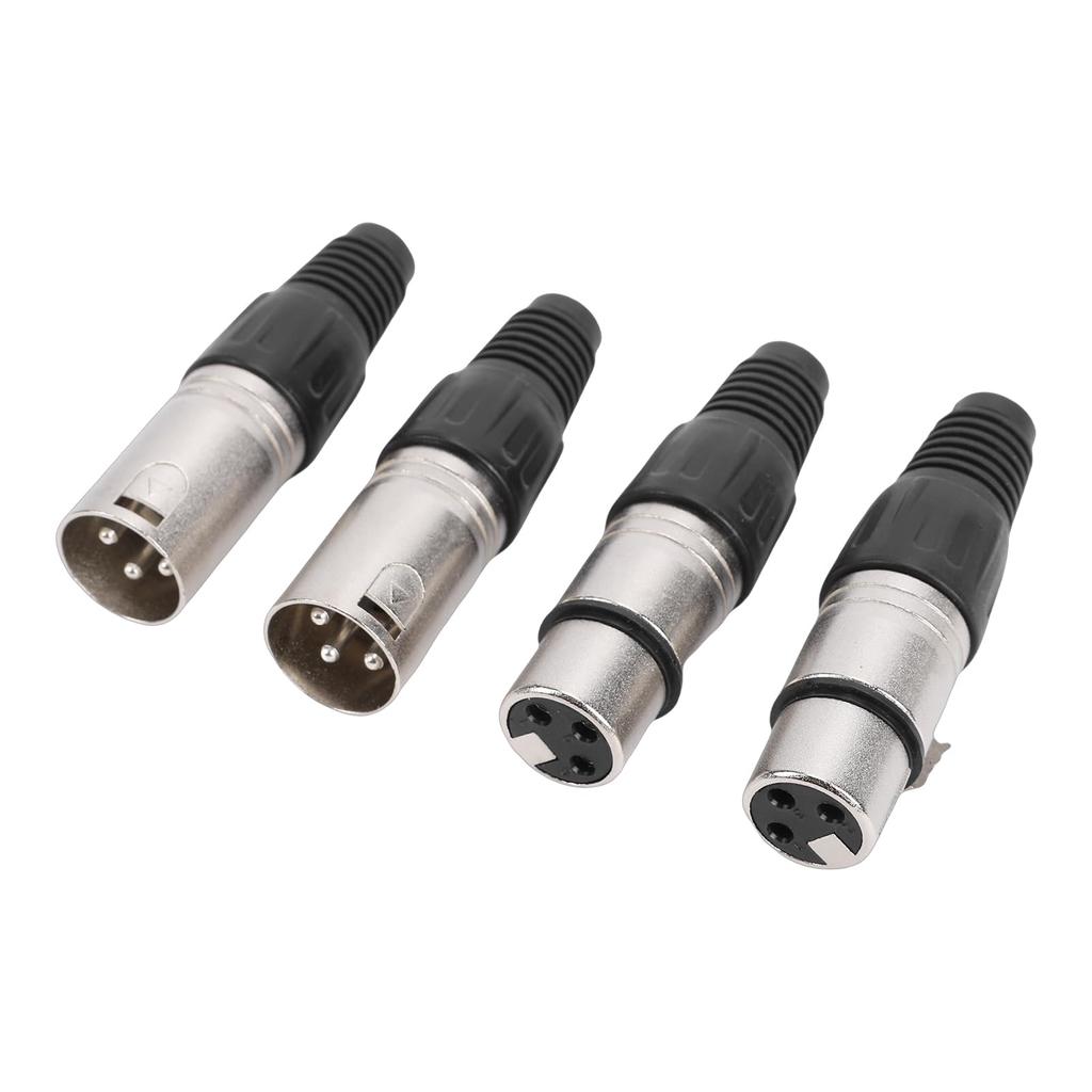 Akozon 20 Pieces 3-Pin XLR Solder Type Connectors Zinc Alloy Silver Microphone Sound Cable Plugs Ultra-Low Noise Suitable for Sound Setups