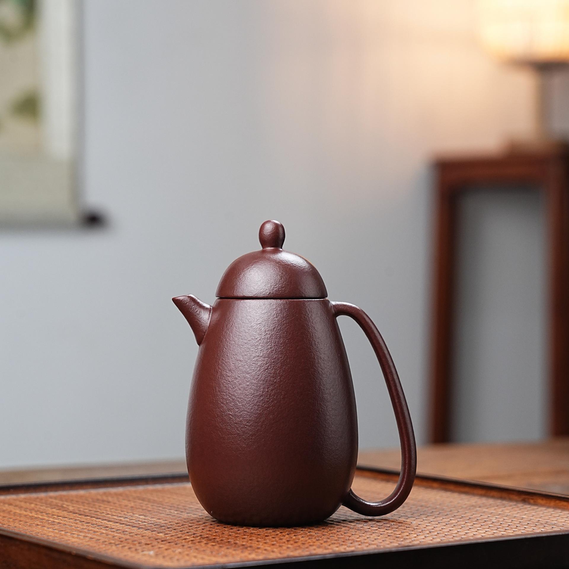 210ml Handmade Yixing Purple Clay Teapots Handmade Dragon Egg Pot Raw Ore Zhu Mud Purple Mud Tea Making Kettle Zisha Tea Set Cha
