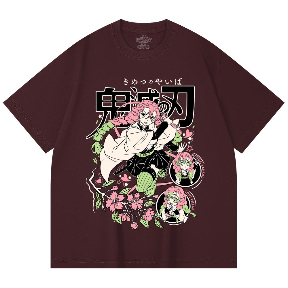 

230 Gsm 100% Cotton Demon Slayer V6 Mitsuri Print Unisex Heavy Cotton T Shirt 2XL