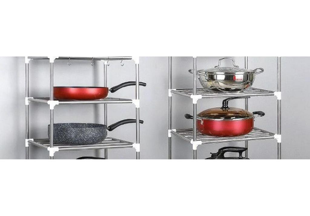 Thick Stainless Steel Multi-Layer Kitchen Pot Rack - Floor-Standing & Multi-Functional Storage Shelf