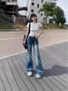 Women's 2024 Summer Retro Low-Waist Spicy Girl Micro-Flare Denim Pants - Slimming, Versatile, Loose Fit