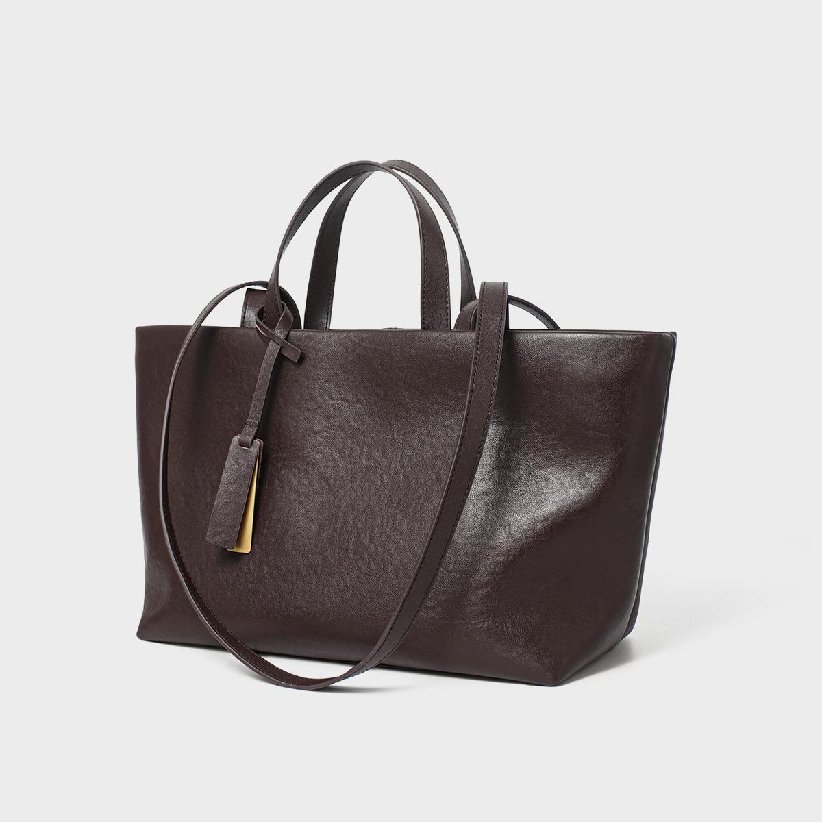 Women s bag new genuine leather women s bag underarm shoulder cross-border cowhide tote bag niche crossbody retro soft leather large capacity кофейный