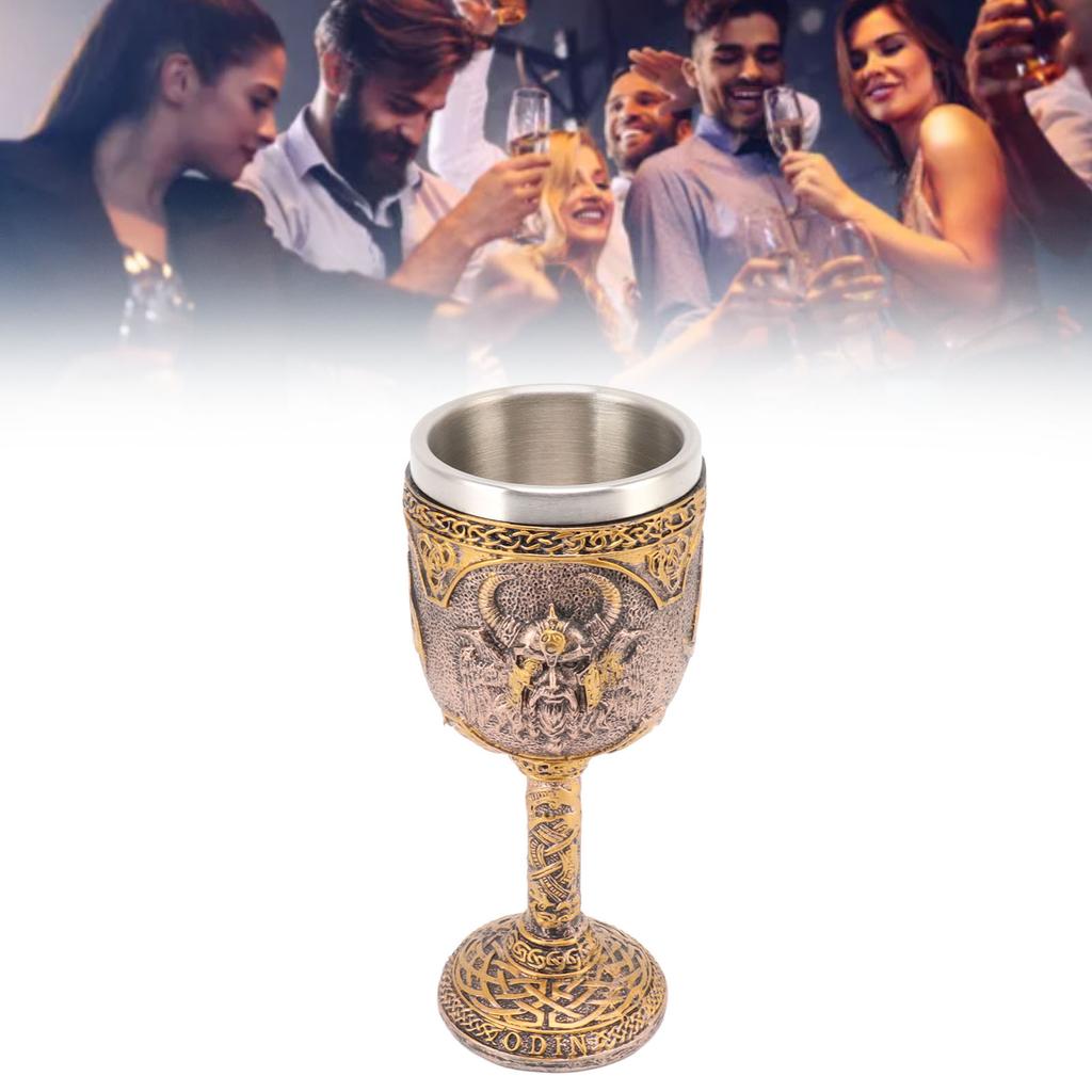 Nordic Viking Goblet Retro Resina Aço Inoxidável Copo de Cerveja para Coquetéis Uísque Vinho Tinto