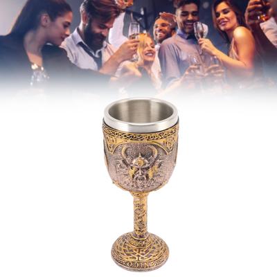 Nordic Viking Goblet Retro Resin Stainless Steel Beer Cup for Cocktails Whisky Red Wine