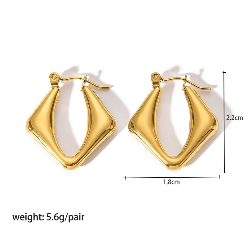 High-End 18K Gold Circle Earrings - Stainless Steel Women's Versatile Titanium Design