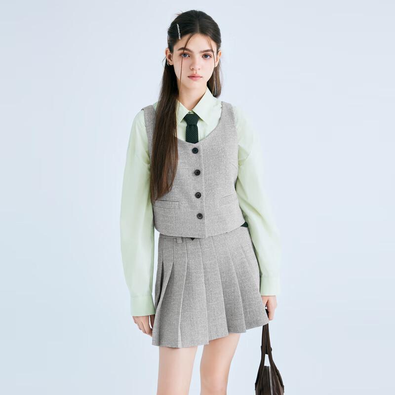 LEDIN Pleated A-Line Mini Skirt