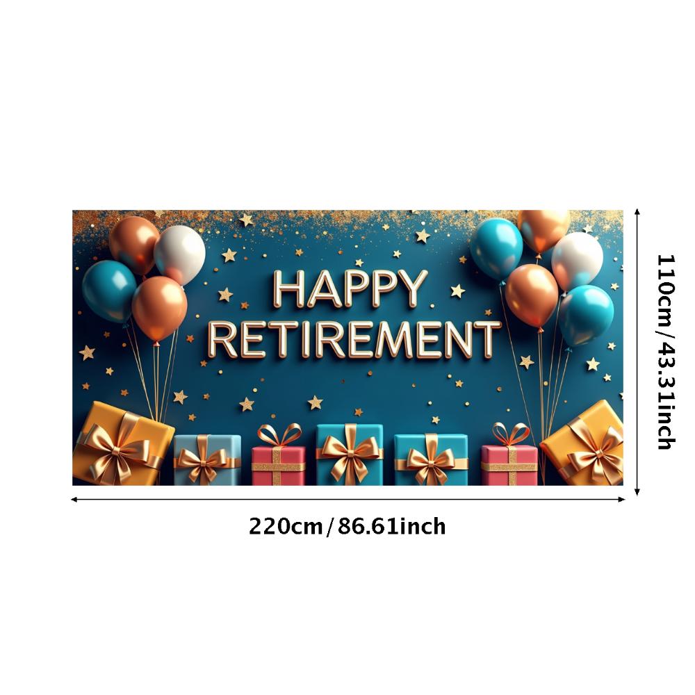 Happy Retirement Banner Balloons Retirement Theme Party Celebration Decoration Backdrop Photography Background Prop Wall Poster