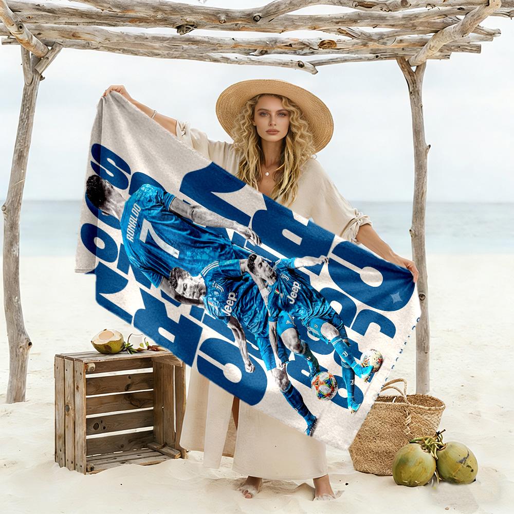 Powerful Soccer Player Beach Towel High Absorbency & Quick-Dry Comfortable Lightweight
