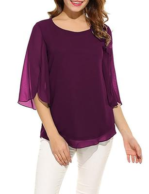 Women's and Girls Georgette Top Wine
