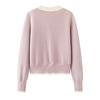 Rundhals-Strickjacke Damen, Winter-Pulloverjacke mit Schleife