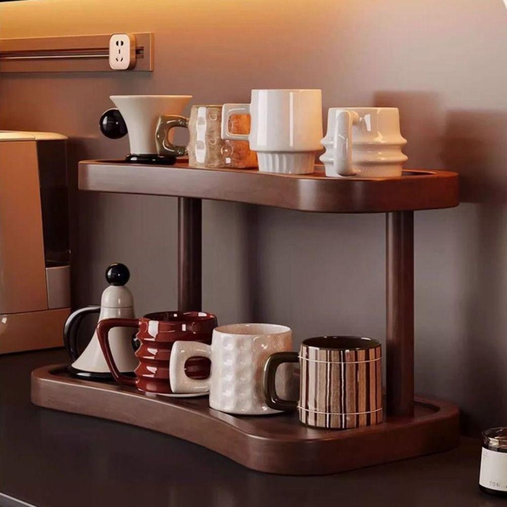Mini Durable Desktop Storage Rack Bamboo Storable Cup Holder Multipurpose Tableware Shelf Storage Shelf