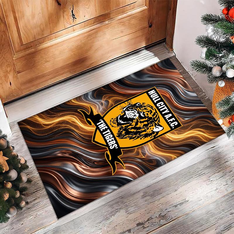 Kobercový potisk fotbalového klubu Hull City z křišťálového sametu, Pohodlný, Savý, Protiskluzový, Koberec na podlahu do interiéru