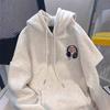 Heavy silver fox velvet thickened sweater jacket female couple ins brand retro Hong Kong style hoodie