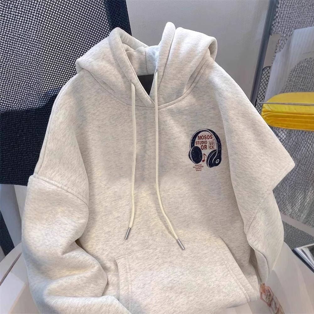 Heavy silver fox velvet thickened sweater jacket female couple ins brand retro Hong Kong style hoodie