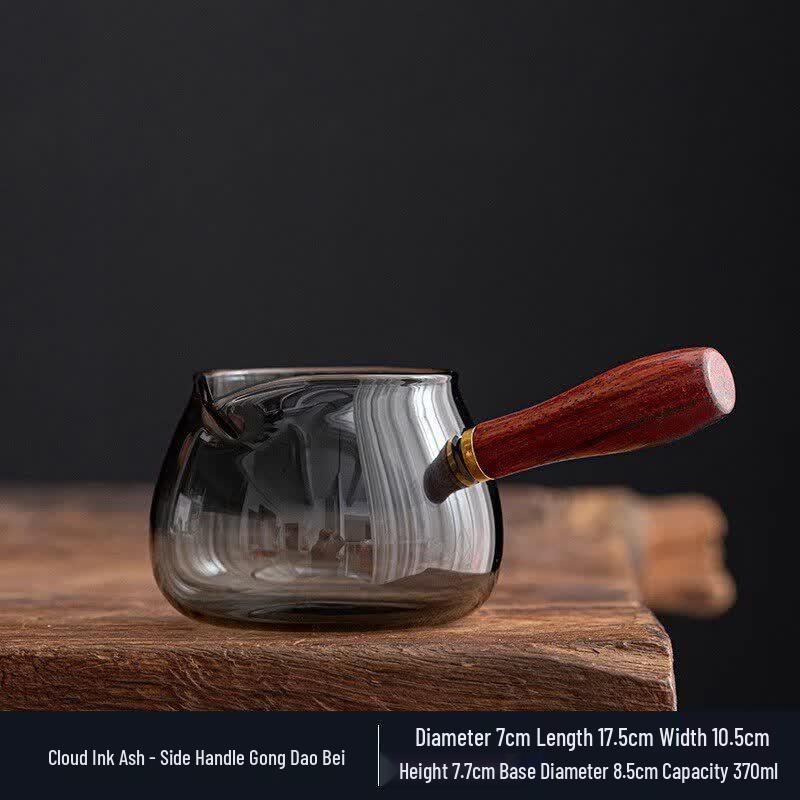 Glass Fairness Cup with Wooden Side Handle