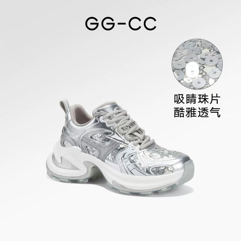 Spring new starry night flight platform beads silver dad shoes women's