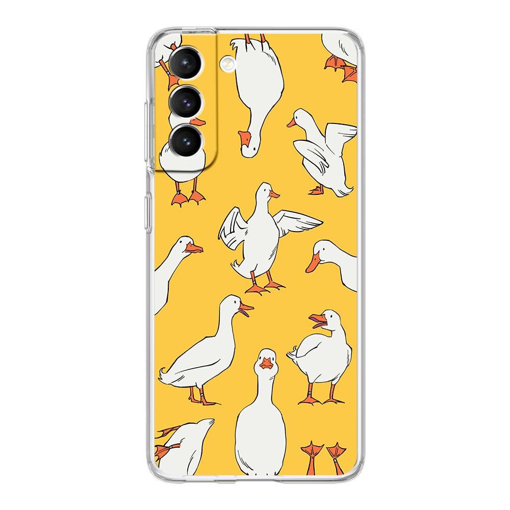 Phone Case For Samsung Galaxy S24 Plus S23 S22 S21 S20 FE Ultra 5G S10 S10E S9 Soft Clear Silicone Cover Cartoon Duck Goose Game