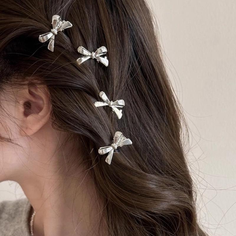 4Pcs Sweet And Edgy Bows Plastic Hair Clip For Women Hair Decors Gentle On Hair Multiple Colors For Everyday Party Date