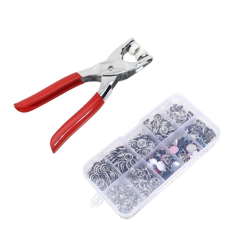Clothing Button Set Multicolored Solid Buckles+Pliers Set Metal Snap Button Replaceable Clothing Buttons