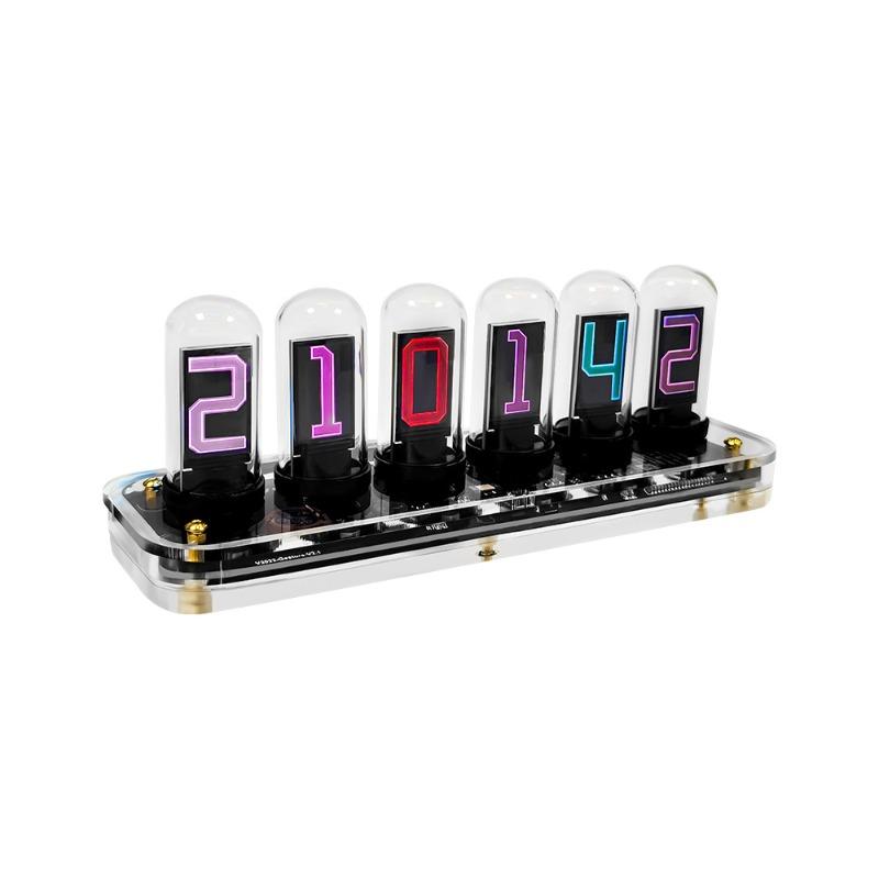 DIY Creative Retro Glow Tube Clock Crystal IPS RGB Simulated Nixie Tube Clock Wi-fi Table Clocks Desktop Nixie Pipe Watch Gift