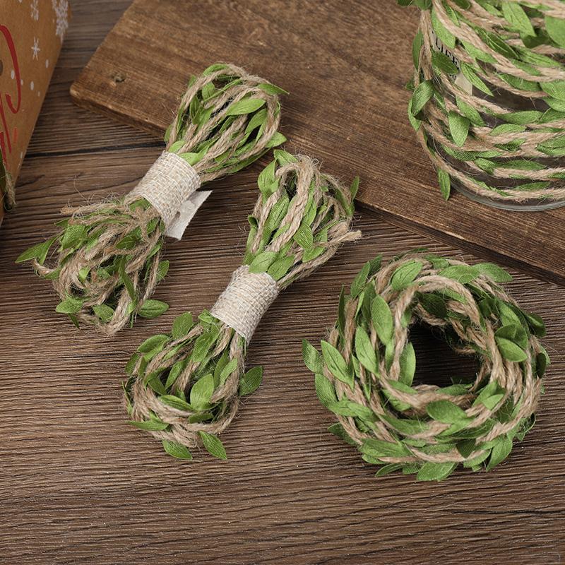 10Meters Jute Twine Burlap String Green Leaves Vine Twine for Wedding Birthday Party Decoration DIY Garland Wreath Crafts Gift