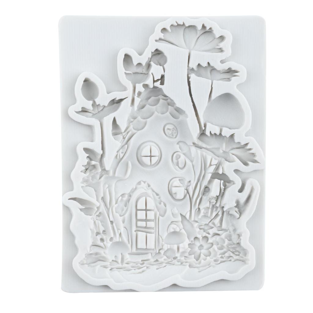 Fairy Garden House Silicone Mold Fairy Garden Rose House Fondant Molds Cake Decorating Tools Cupcake Topper Candy Sugar Craft Gum Paste Polymer Clay