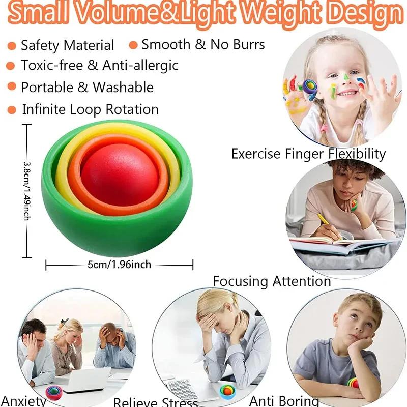 3D Rotation Ball Fidget Gyro Sensory Toys Hand Fidget Spinner Gyroscope for Kids Teens Adults Children ADHD Autism Stress Relief
