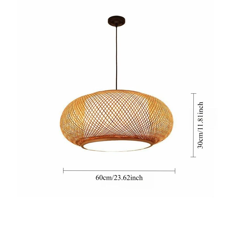 JOYINLED Chinese Style Bamboo Pendant Light 40/60CM Ceiling Light Fixture Woven Rattan Chandelier for Living Room Dining Room