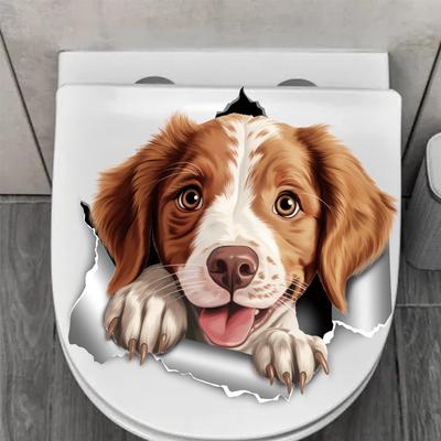Funny Blonde Dog Sticker for Bathroom Toilet Seat and Wall Decoration Removable Waterproof Vinyl