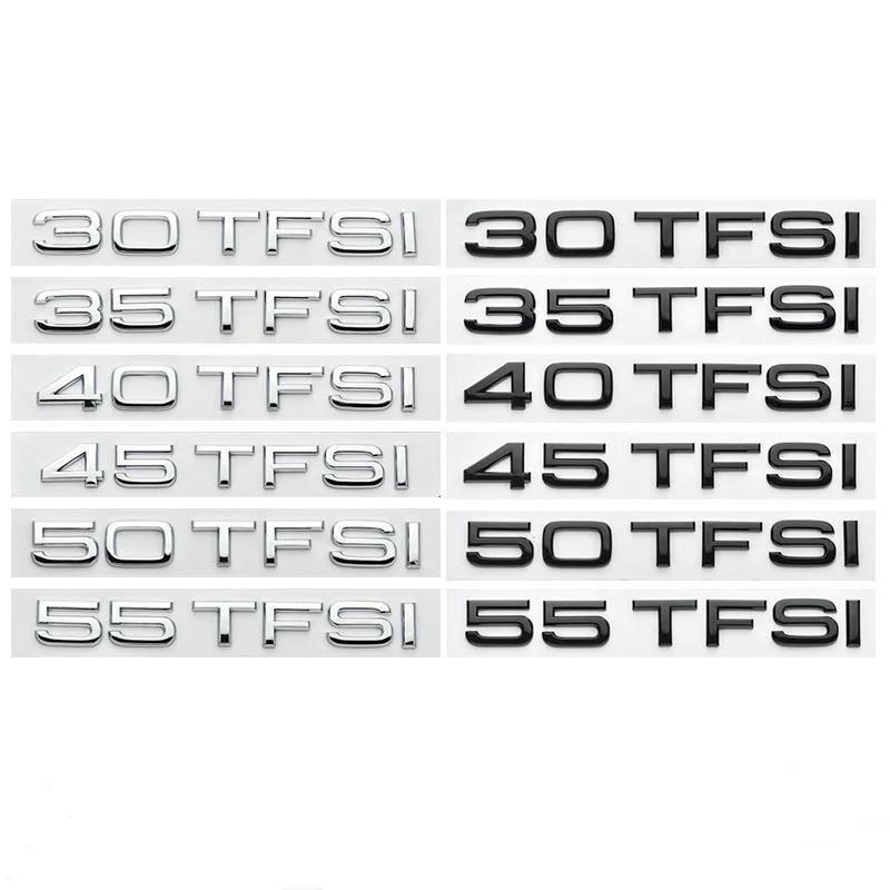 For Audi Chrome Black 3D Letters 30TFSI 35TFSI 40TFSI 45TFSI 50TFSI 55TFSI Rear Trunk Emblem Badge Sticker Car Acessories