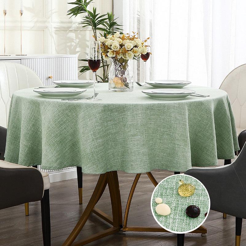 Față de masă rotundă impermeabilă pentru masă rotundă de sufragerie, decorativă, rustică, ștergabilă, pentru uz interior/exterior, pentru sărbători, nuntă