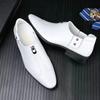 Fashion White Mens Casual Loafers Driving Moccasin Fashion Male Comfortable Business Formal Spring Leather Men Lazy Metal Dress Shoes