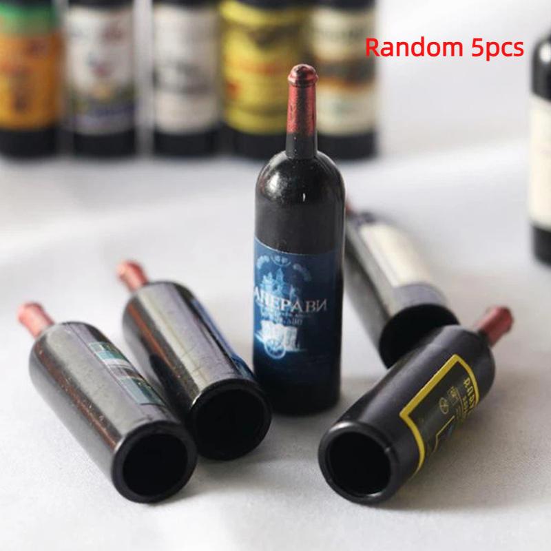 Dollhouse Miniature Accessories 5pcs 12 Wine Bottle Simulation for Decoration 1/12 Perfect Gift For Kids Fun Play Toy