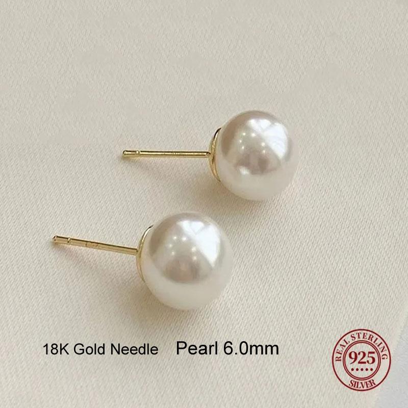 

Senlissi- 4-14mm Rio Silver Pearl Earrings 925 Silver Stud Earrings for Women Popular Jewelry Gifts