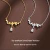 2025 Bestseller Náhrdelník Hvězda Měsíc Mašle ze Sterlingového Stříbra S925 - Pohádkový Styl Vánoční Dárek pro Ženy a Nejlepší Přítelkyni