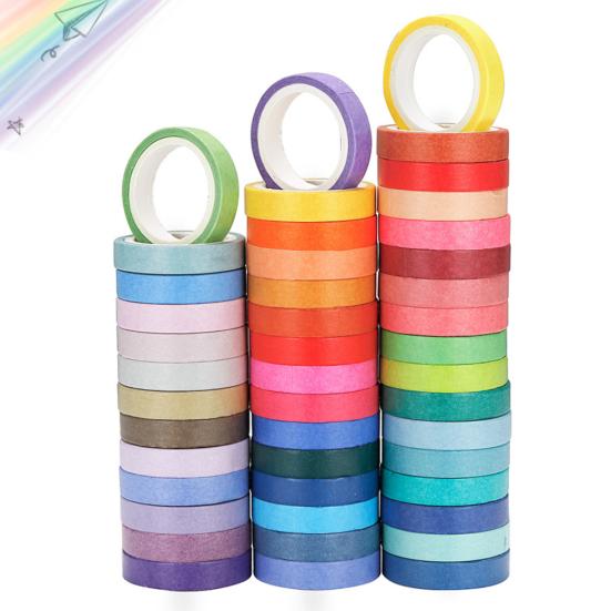 

60 Rolls Washi Tape 8mm Wide Rainbow Colored Painters Masking Tape Colorful