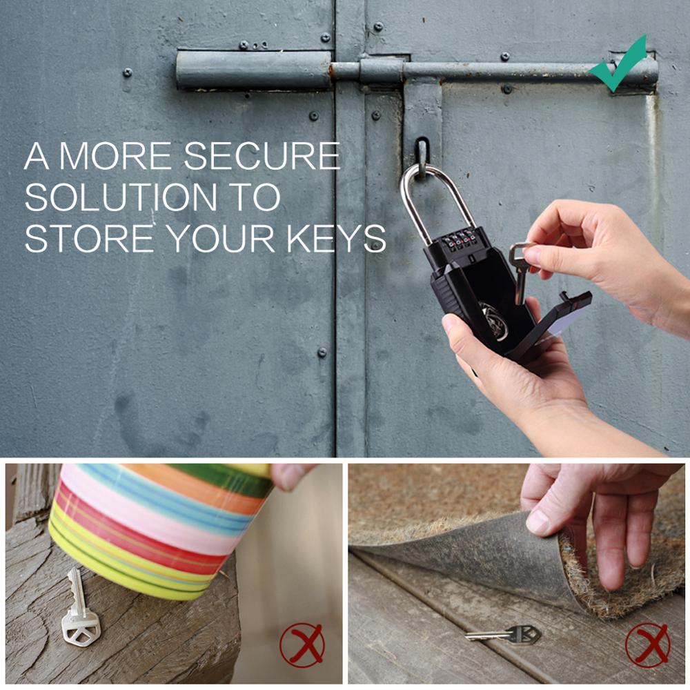 ORIA Key Storage Lock Box 4 Digit Combination Lock Waterproof Safty Box Wall Mounted Indoor Outdoor Security Padlock
