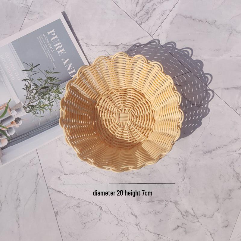 Creative Round Handwoven Rattan-Style Basket for Snacks & Dried Fruit