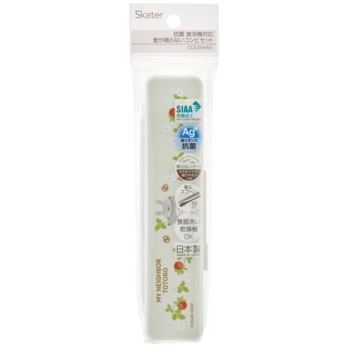 Skater Chopsticks Spoon Combination Set 18cm Antibacterial Treated Lunch Box for Adults Comes with Silicone Cushion and Doesn't Make a Sound Made in J