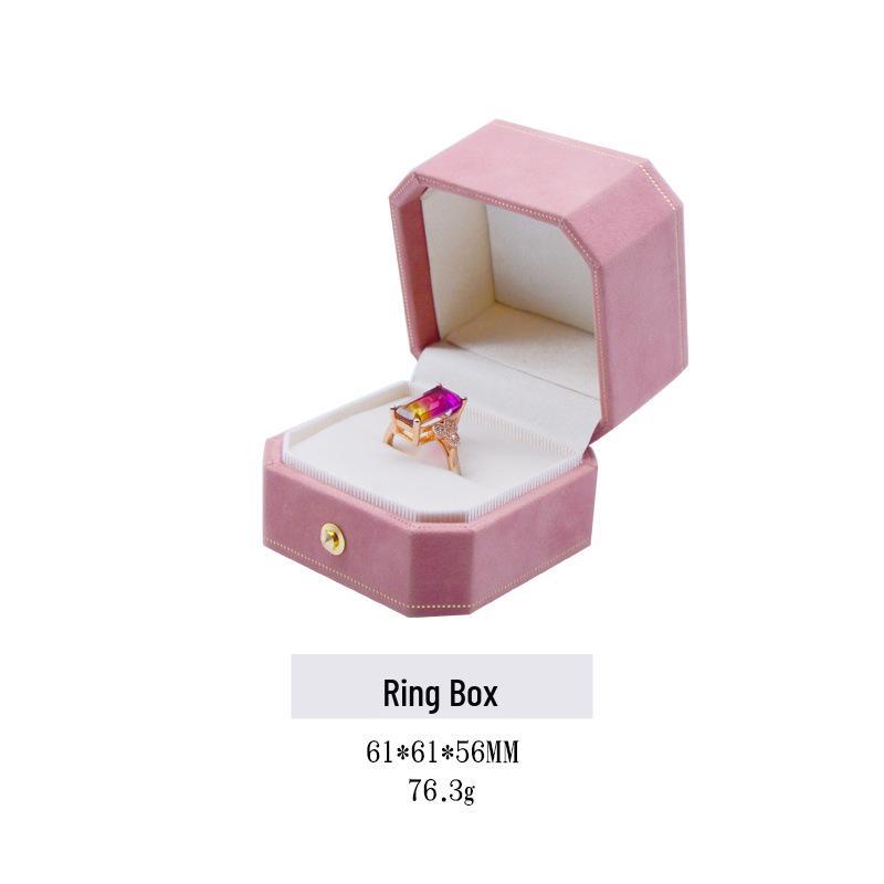 Octagonal Velvet Wedding Jewelry Box for Rings, Necklaces, and Earrings