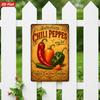 2D Flat, 1pc Metal Sign Wall Art, Authentic Chili Peppers Home Decor, with 'Autenticos Chili Peppers' Text, Rustic Style, for Kitchen, Dining Room, Sa