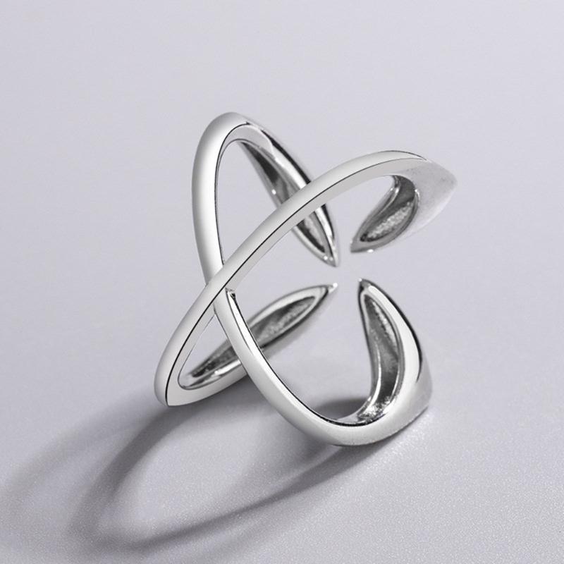 Lines Crossed Geometric Ring for Stylish Women Adjustable Size Open Finger Ring Unique Accessories Date Night Accessory