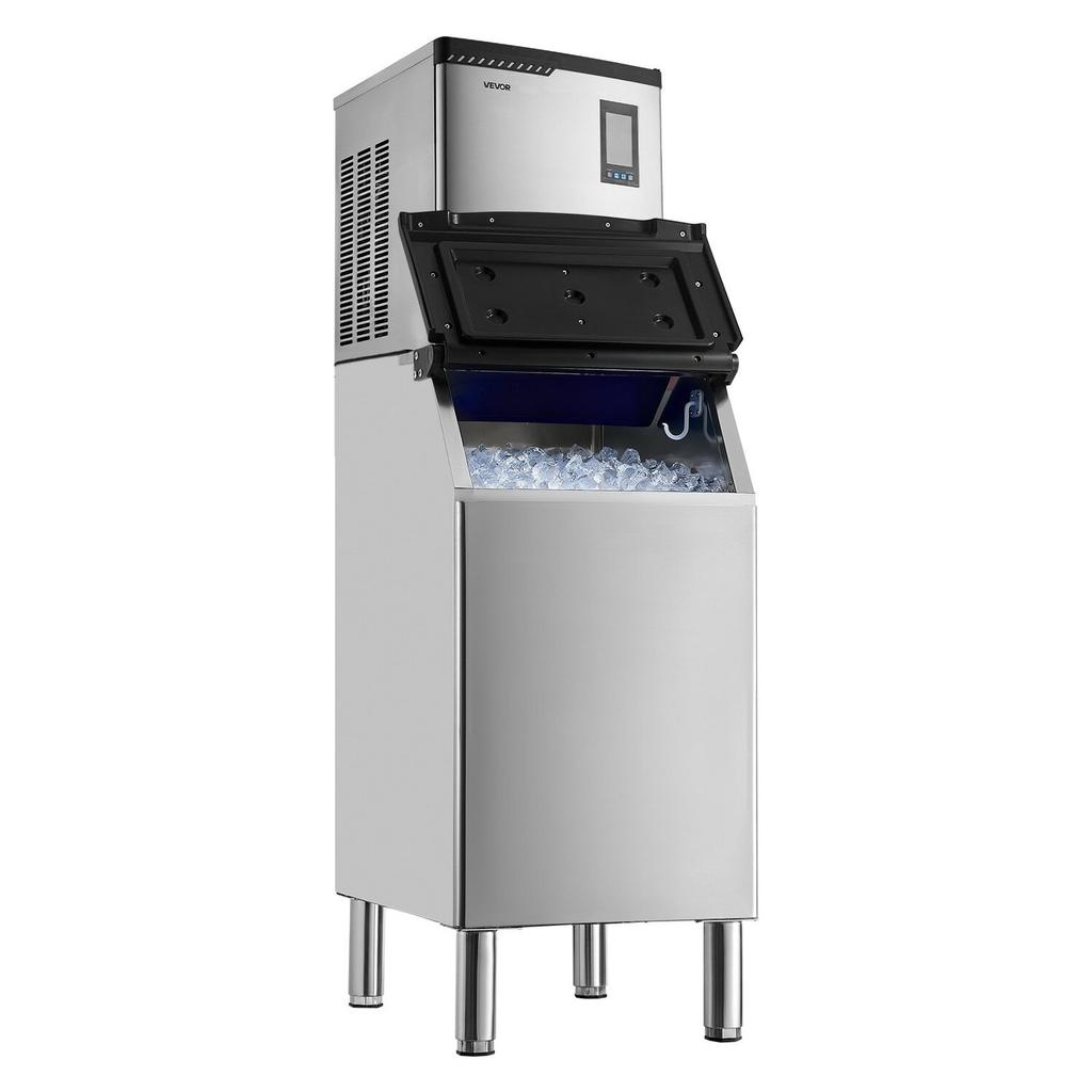 Commercial Ice Maker Machine, 136KG/24H Ice-Making Machine with 136KG Stainless Steel Storage Bin, Auto Self-Cleaning Ice Maker with Touchscreen for