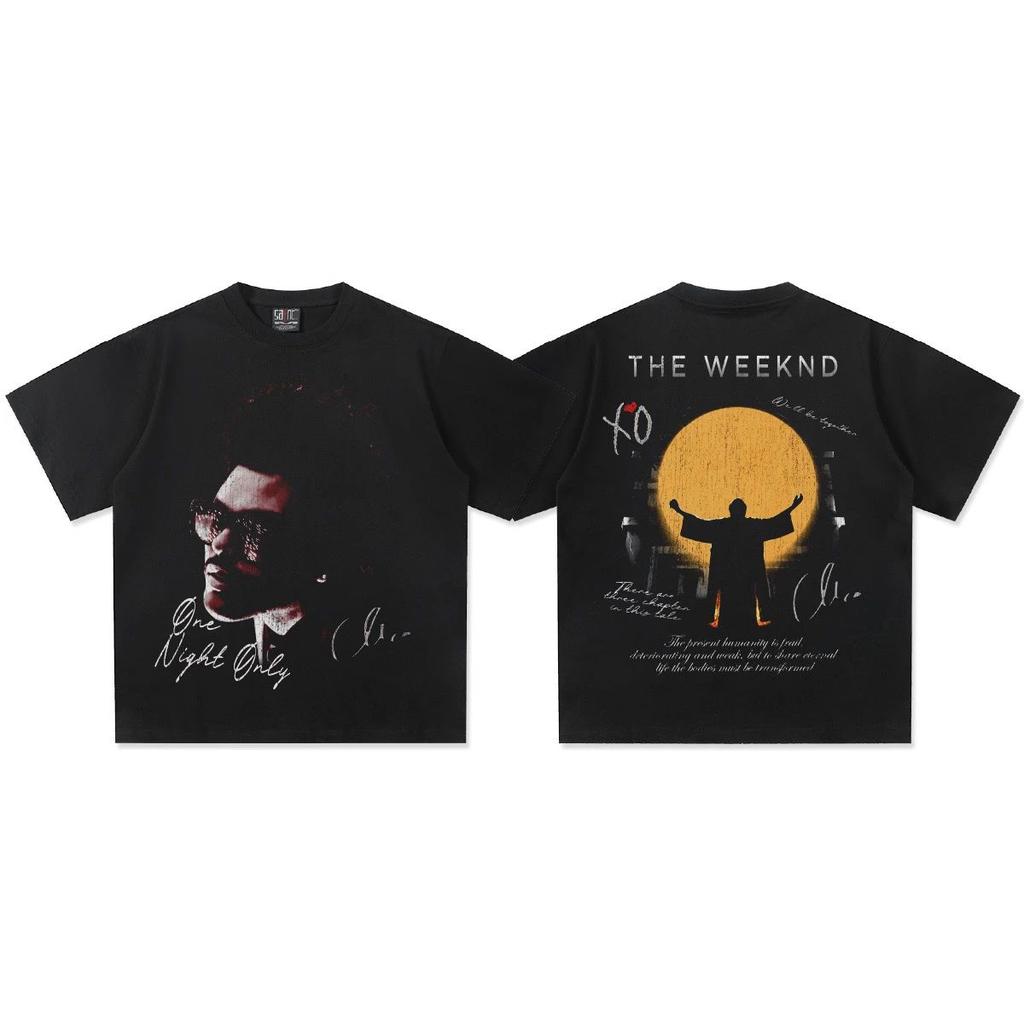 Hip Hop Rap The Weeknd Koszulka z krótkim rękawem Y2K High Street Marka Tide Vintage Luźna Bawełniana Koszulka z Nadrukiem Unisex