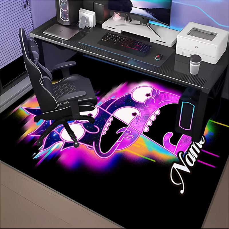 Custom Name Neon Rick Artwork Rug Game Carpet, Floor Mat for Bedroom Living Room Entryway Rug, Home Decor Idea Gift for Christmas birthday