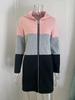 Women's Casual Color Block Hooded Jacket with Three-Color Splicing for Autumn/Winter