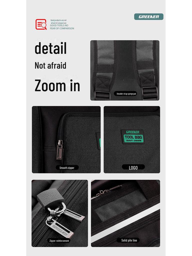 Green Forest Men's Double Shoulder Tool Backpack – Multifunctional, Durable Canvas Repair Bag for Electricians