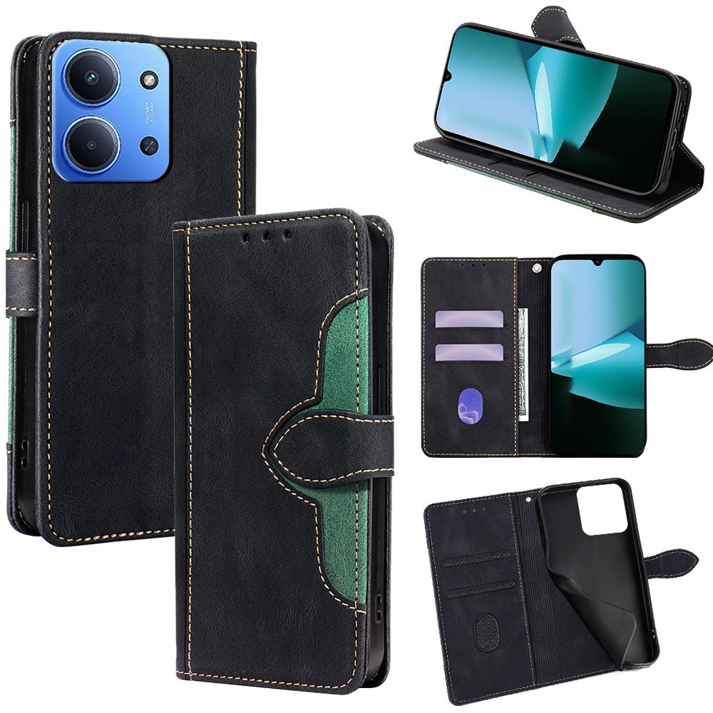 Leather Case for Xiaomi Redmi 15C 4G (EU) (173mm)/15C 5G (EU) (173mm)/Poco C85 4G (173mm) Wallet Phone Cover with Straw Hat Magnetic Clasp
